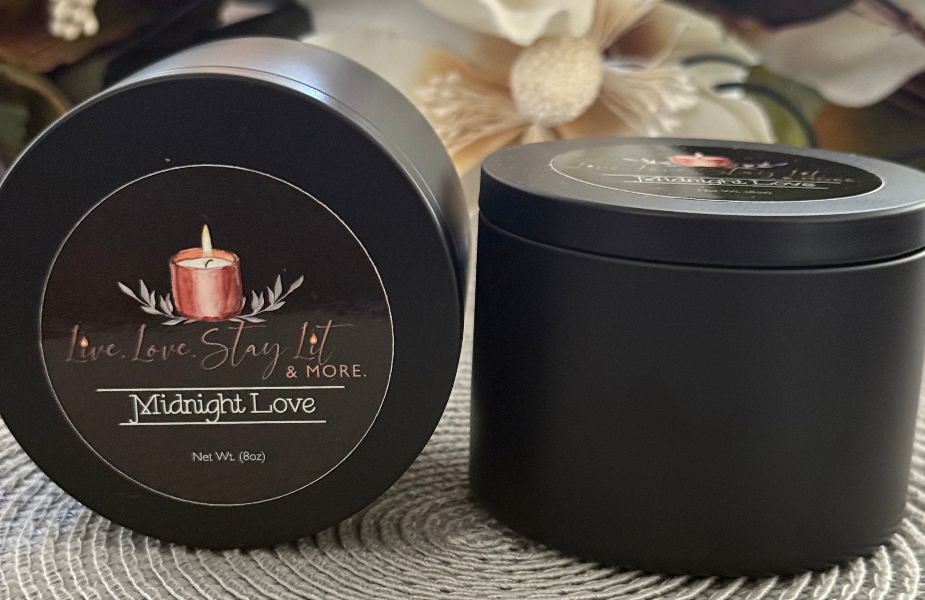 Midnight Love – 8oz Tin Candle | Bold, Fresh & Sexy Scent Inspired by Black Ice