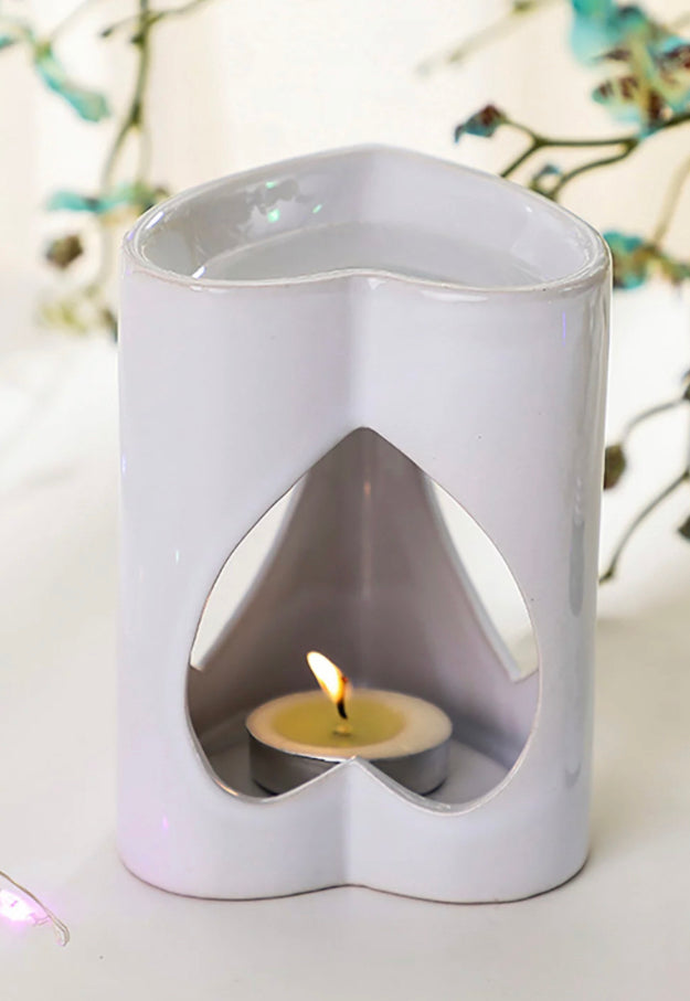 Ceramic Heart Fragrance Warmer – Mineral-Glazed Aromatherapy Oil & Wax Melt Diffuser