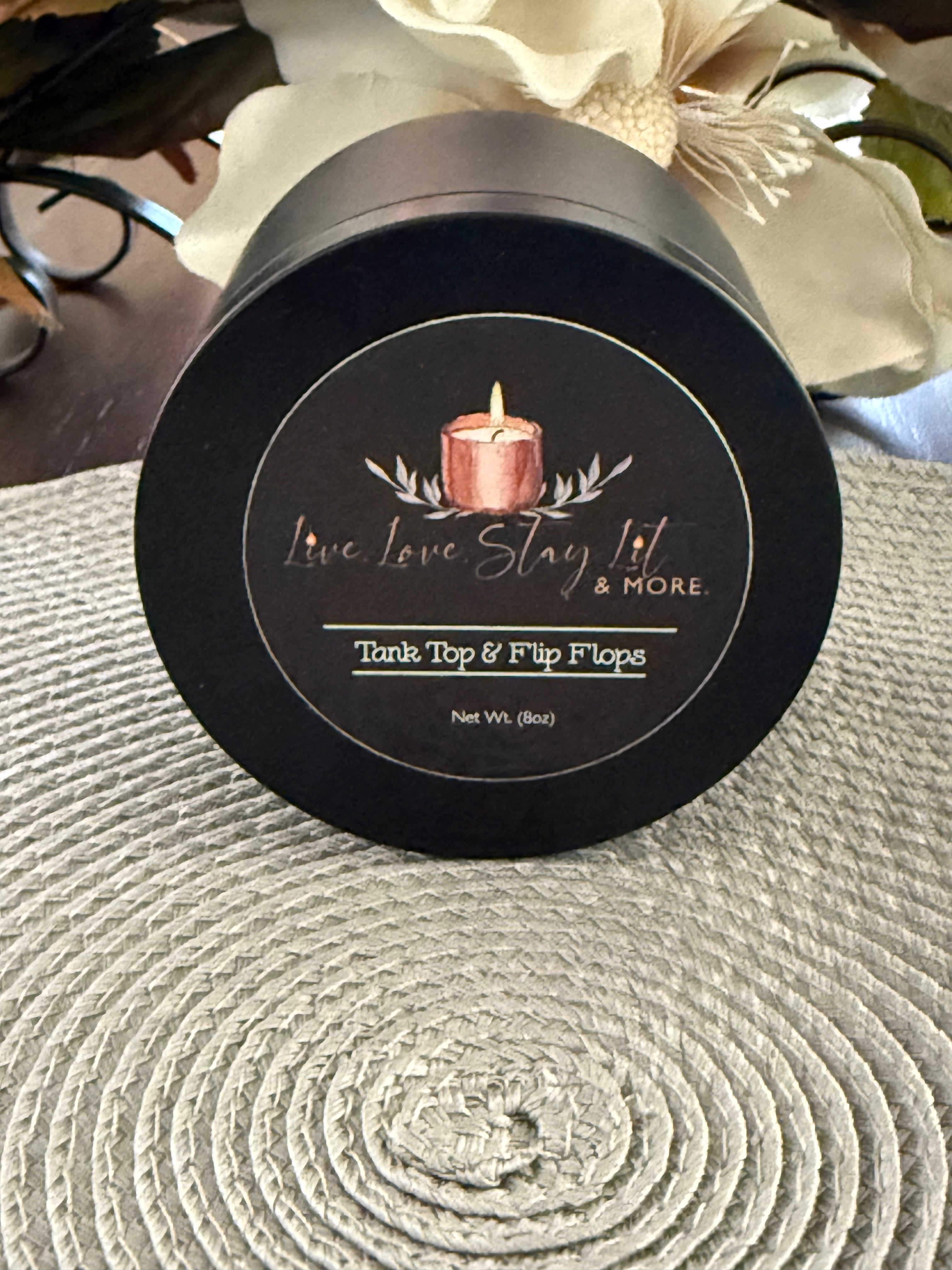 Tank Tops & Flip Flops Candle – Tropical Summer Blend with Orange, Pineapple & Driftwood | Hand-Poured Soy Candle