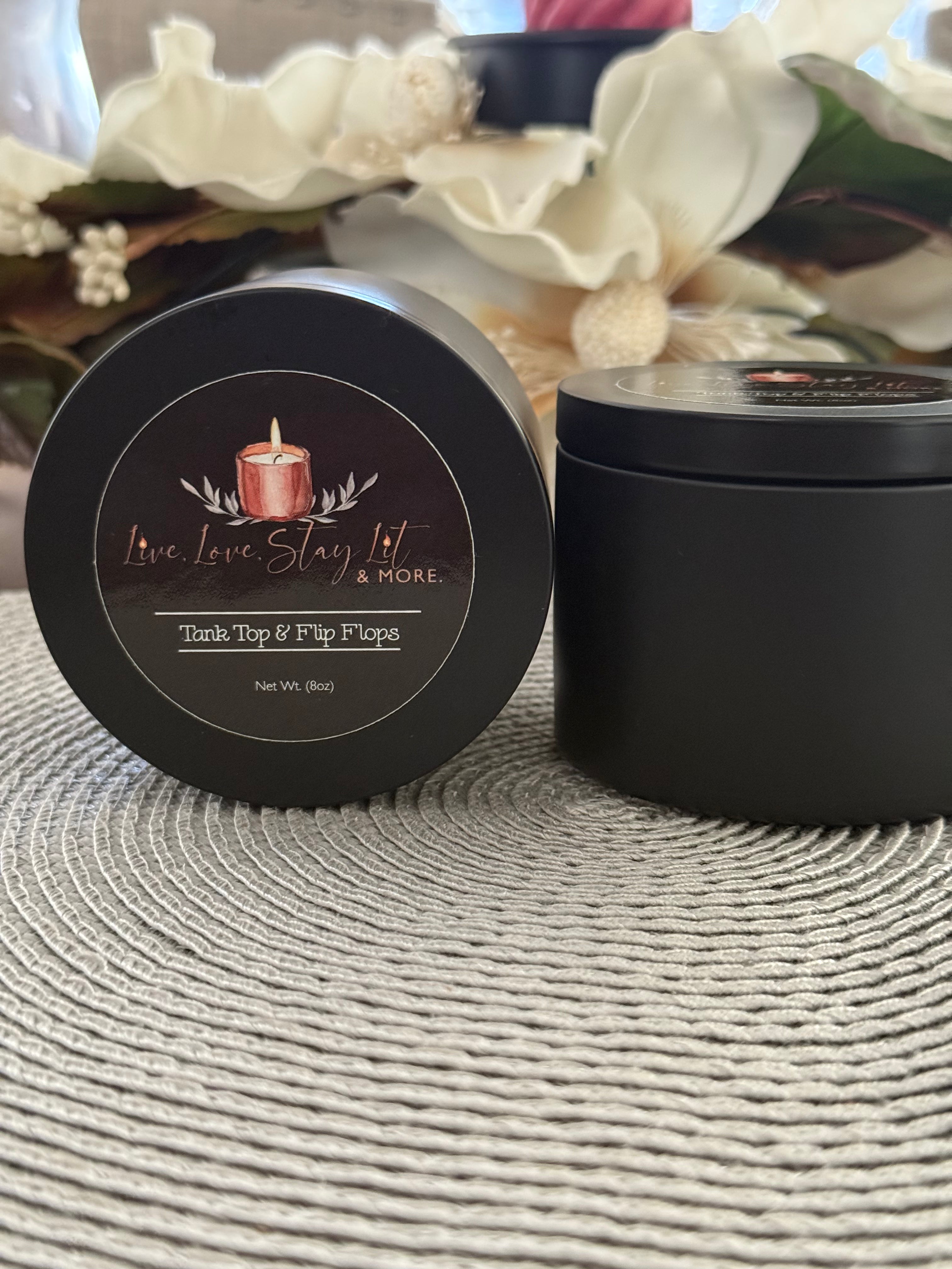 Tank Tops & Flip Flops Candle – Tropical Summer Blend with Orange, Pineapple & Driftwood | Hand-Poured Soy Candle