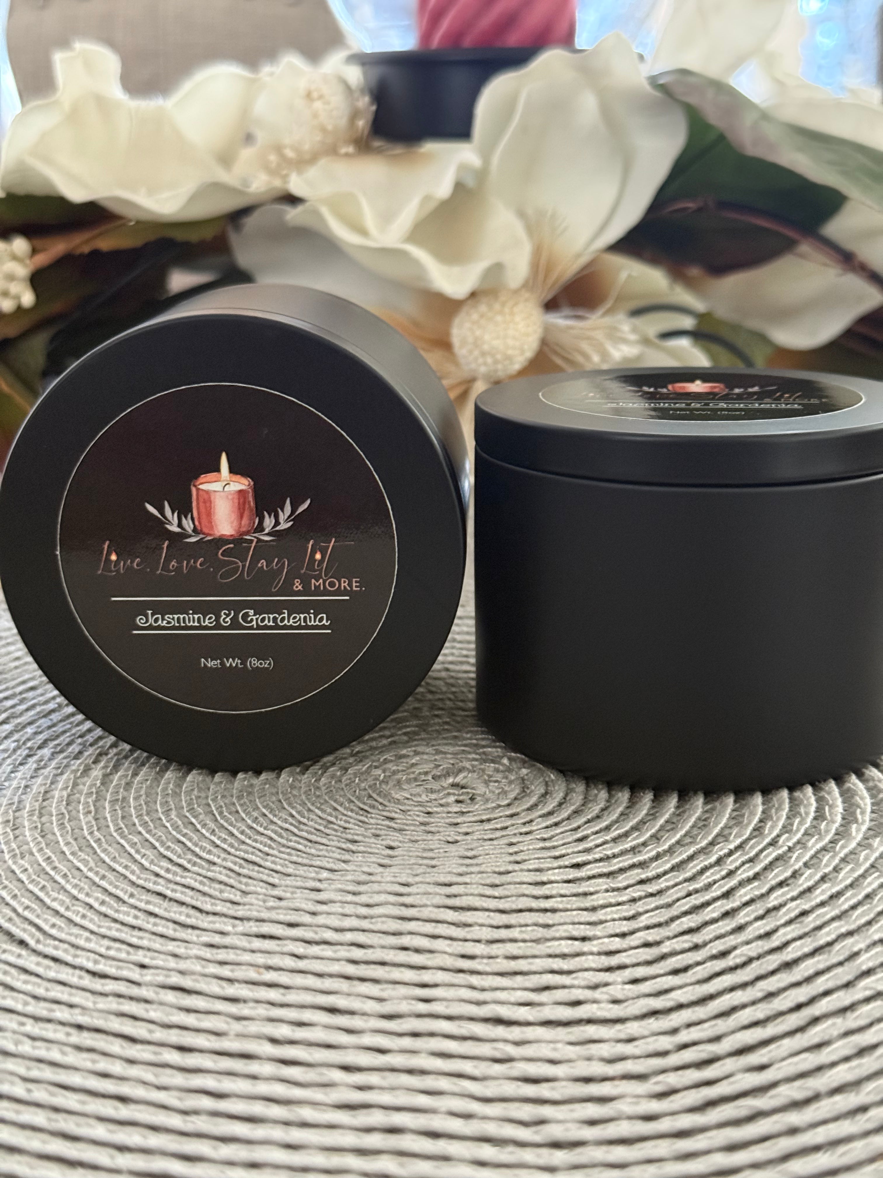 Jasmine & Gardenia Candle – Romantic White Floral Blend | 8oz Tin