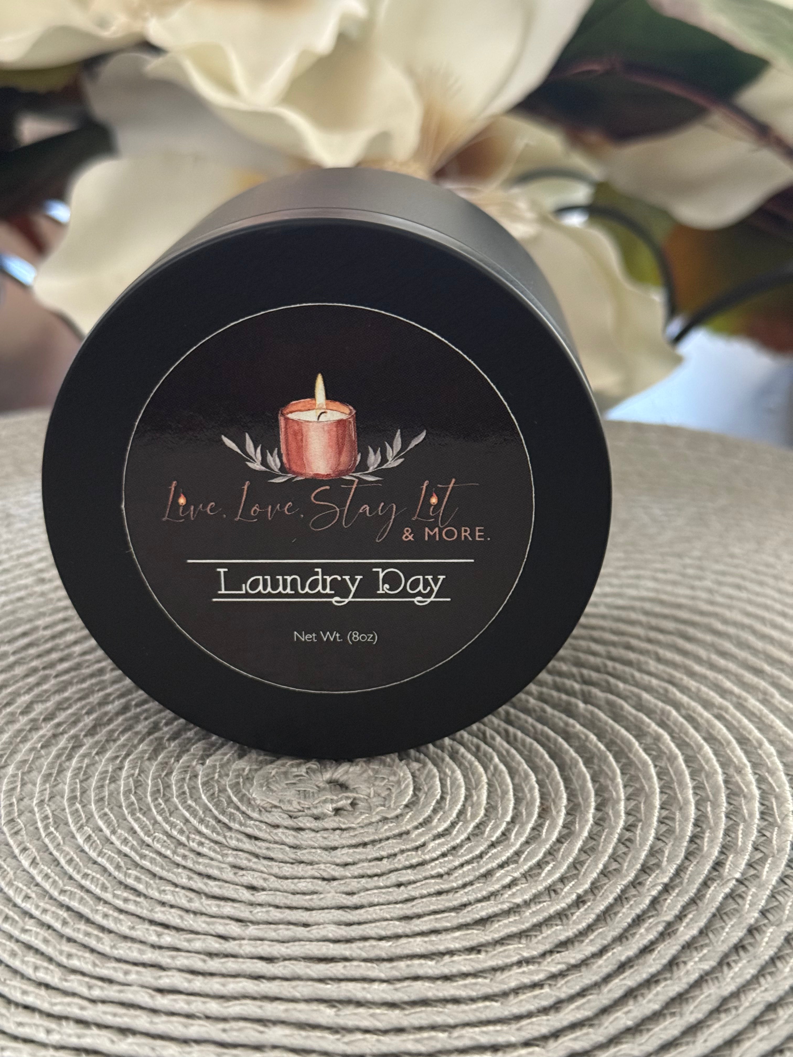 Laundry Day Candle – Fresh Cotton, White Musk & Citrus | Clean Sheet Scent Hand-Poured Soy Candle