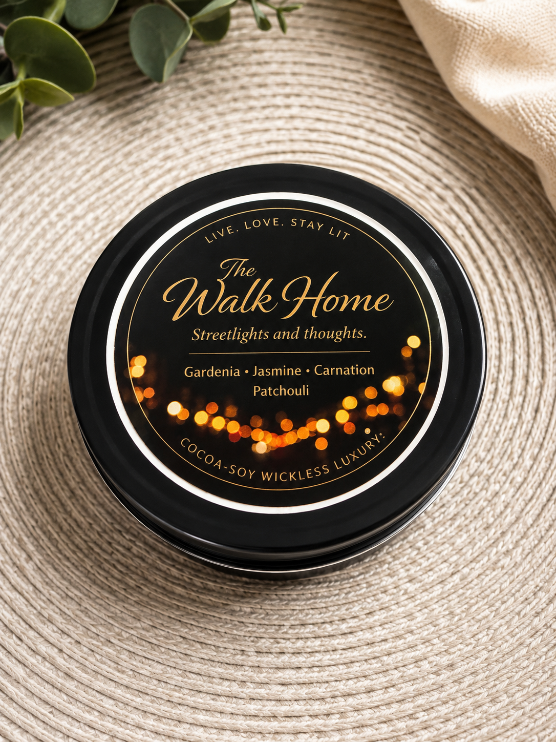 The Walk Home – Wickless Luxury Candle | Gardenia Jasmine Patchouli | 4oz