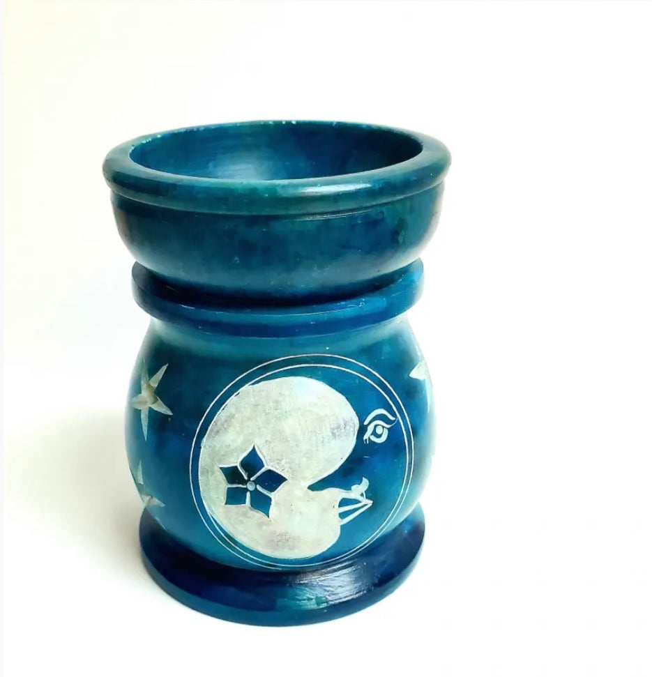 Soapstone Oil Burner – Handcrafted Essential Oil & Wax Melt Warmer | Natural Aromatherapy Diffuser, Heat-Safe, Elegant Home Fragrance Decor