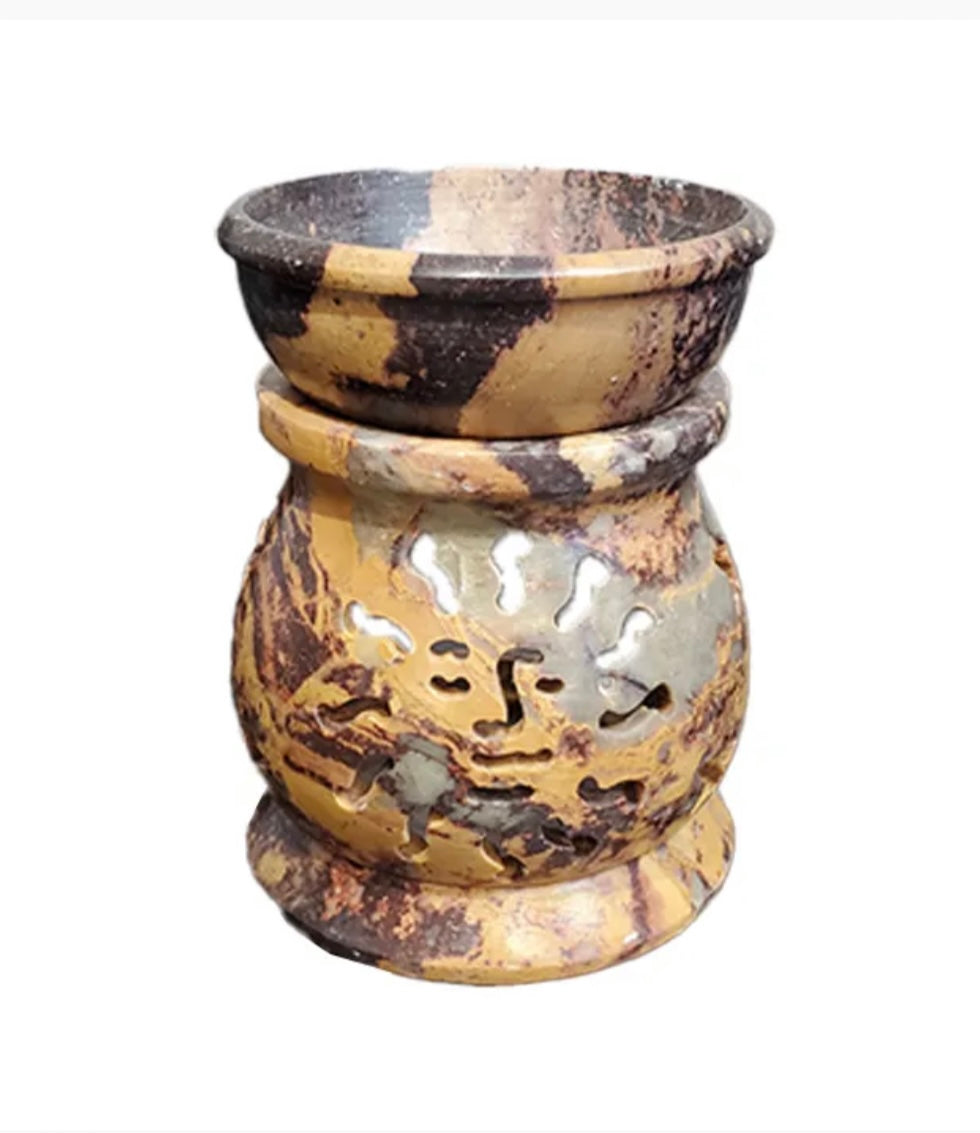 Soapstone Oil Burner – Handcrafted Essential Oil & Wax Melt Warmer | Natural Aromatherapy Diffuser, Heat-Safe, Elegant Home Fragrance Decor