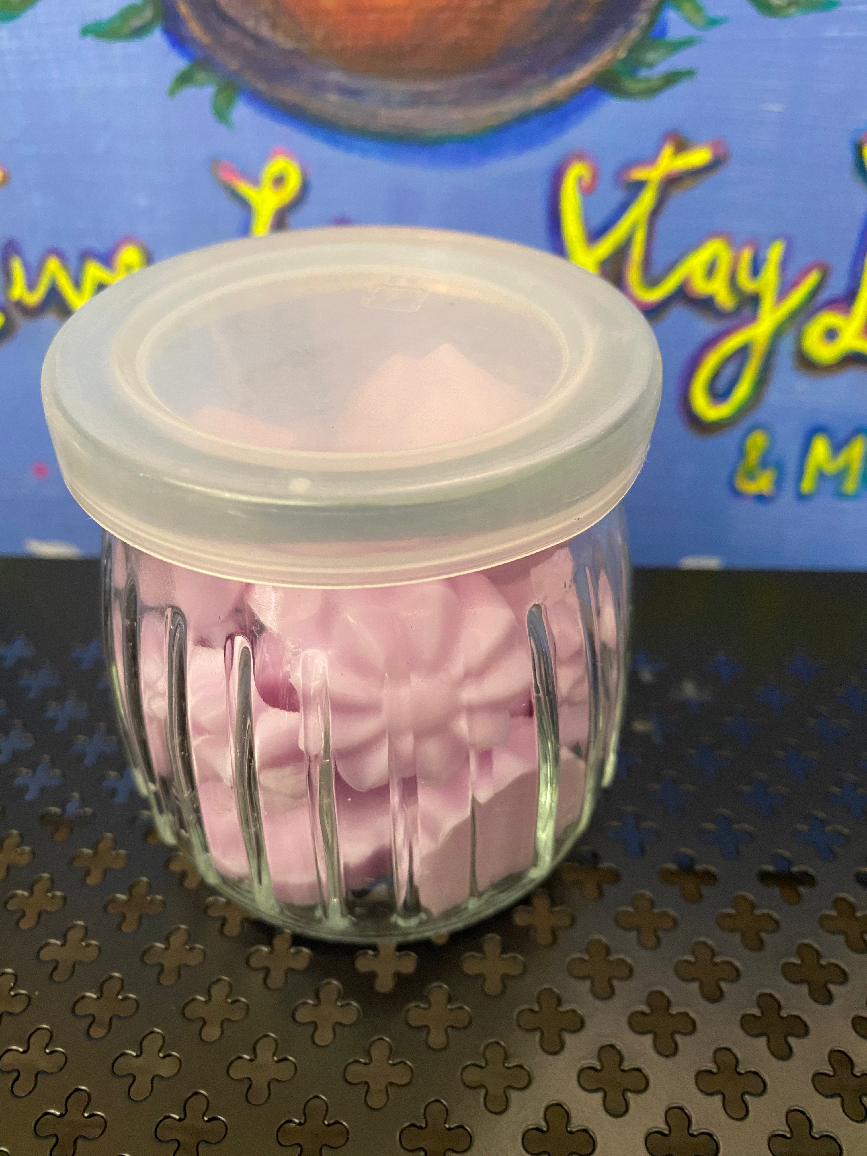 Reusable Soy Wax Melts in Glass Jar – Lavender & Pink Sugar Crystals | Long Lasting Clean Burning Wax Melts