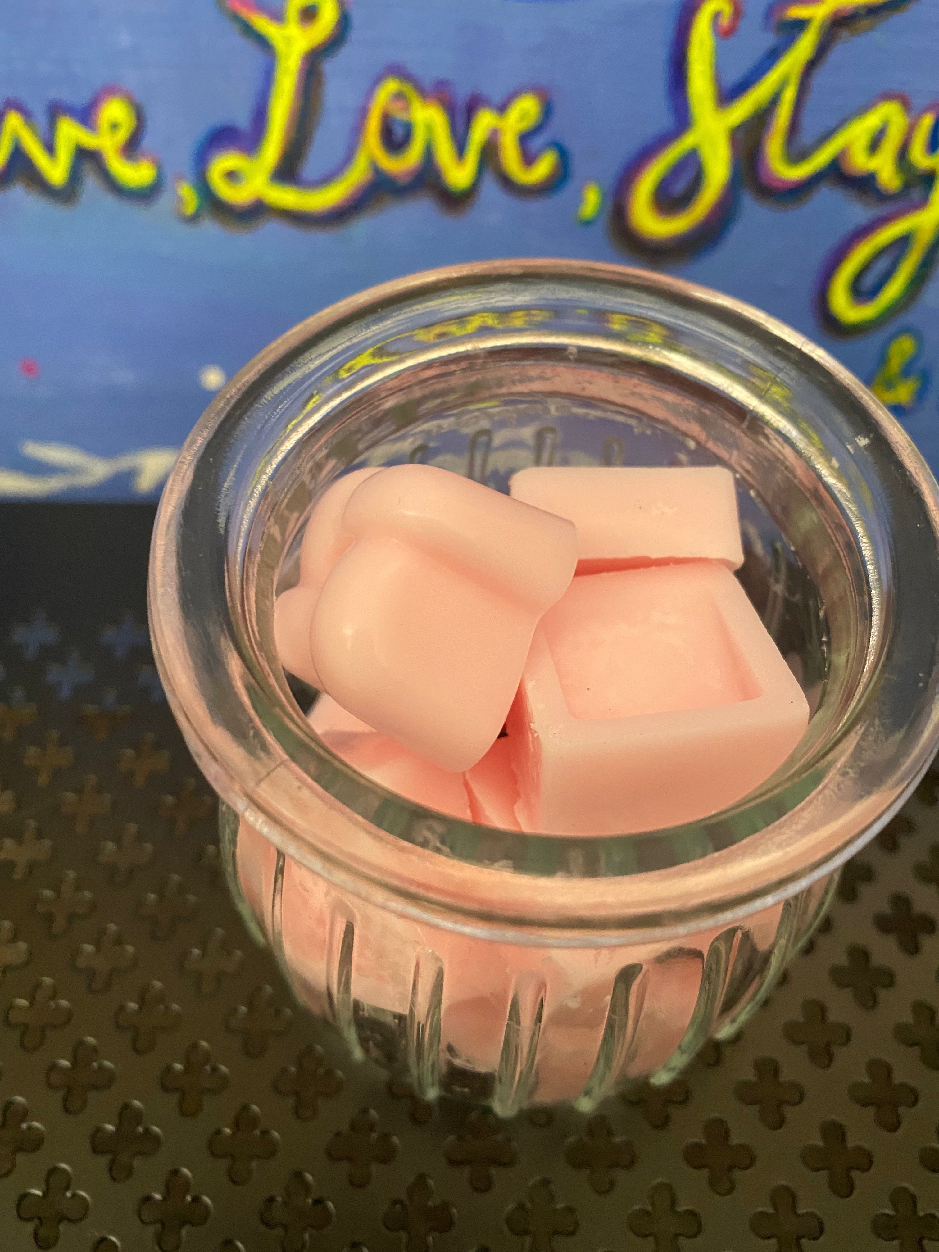 Reusable Soy Wax Melts in Glass Jar – Lavender & Pink Sugar Crystals | Long Lasting Clean Burning Wax Melts