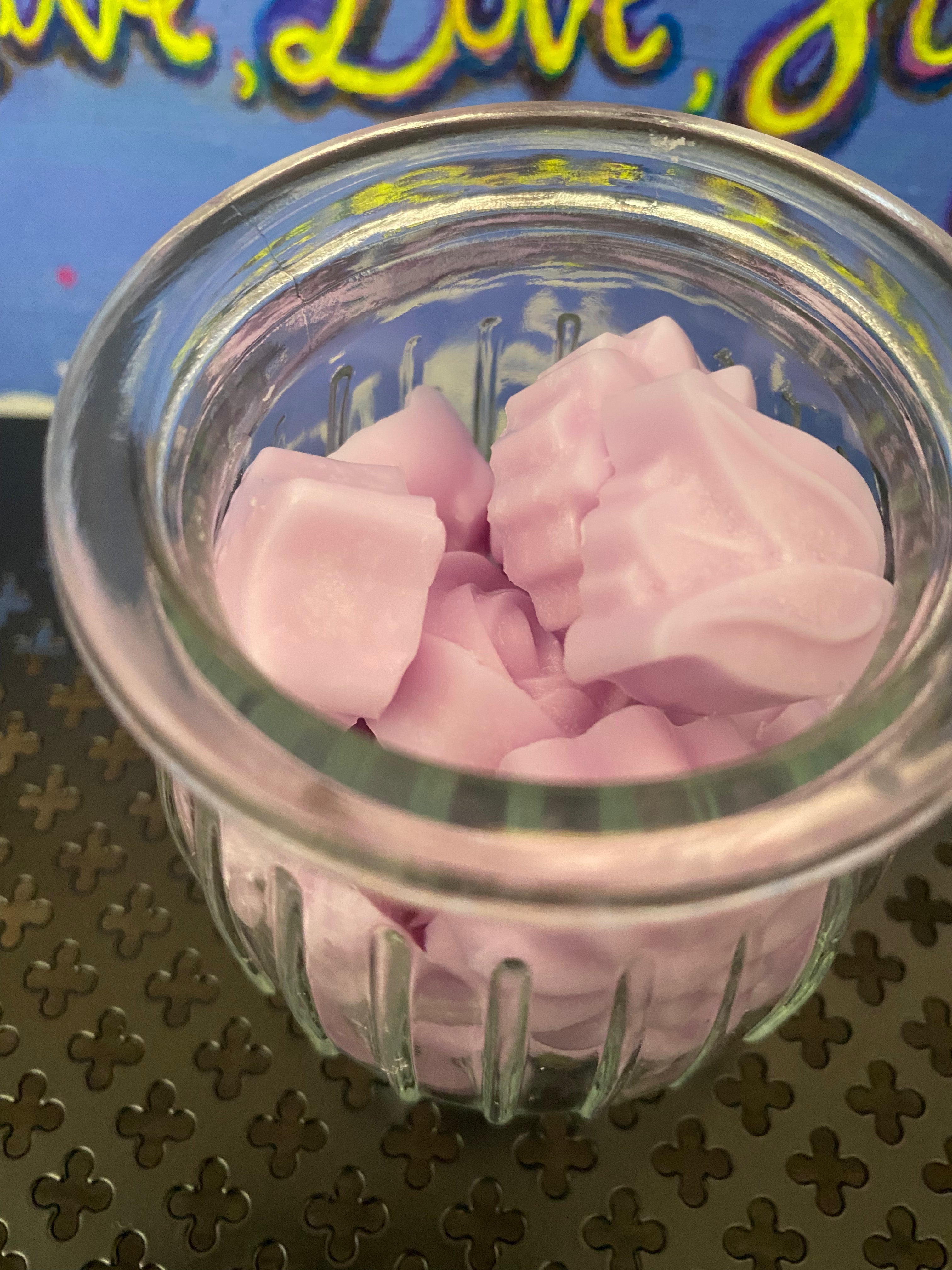 Reusable Soy Wax Melts in Glass Jar – Lavender & Pink Sugar Crystals | Long Lasting Clean Burning Wax Melts