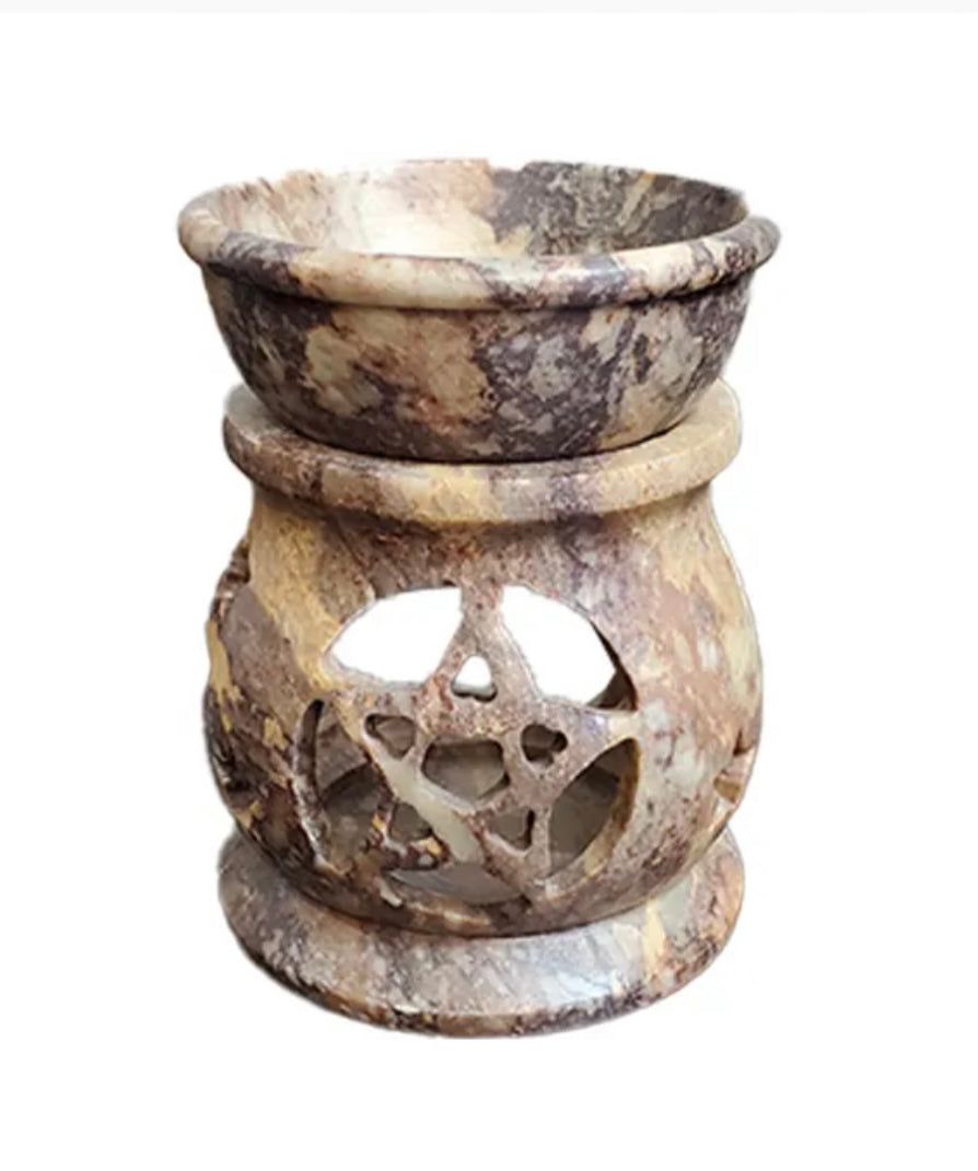 Soapstone Oil Burner – Handcrafted Essential Oil & Wax Melt Warmer | Natural Aromatherapy Diffuser, Heat-Safe, Elegant Home Fragrance Decor