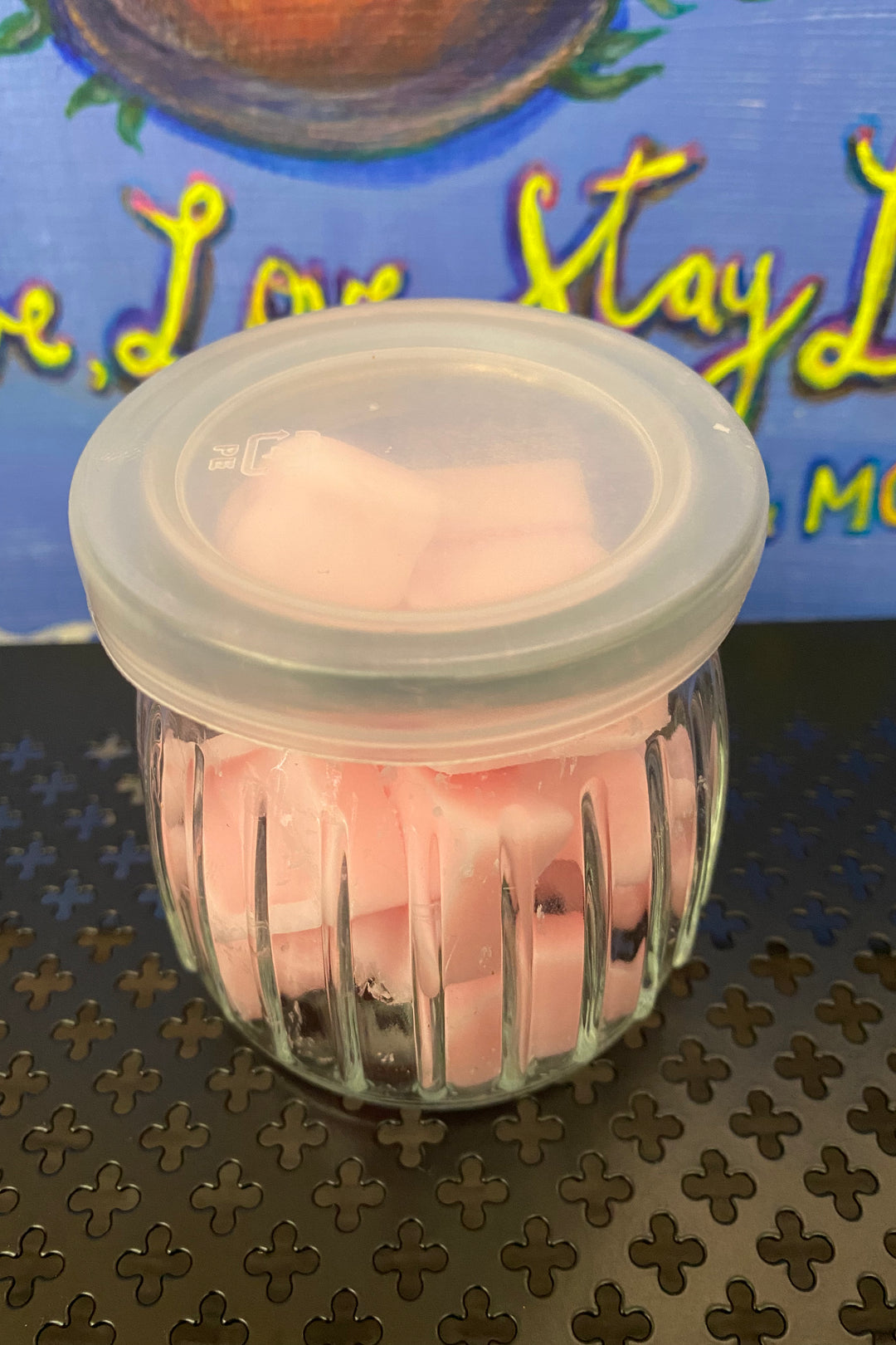 Reusable Soy Wax Melts in Glass Jar – Lavender & Pink Sugar Crystals | Long Lasting Clean Burning Wax Melts