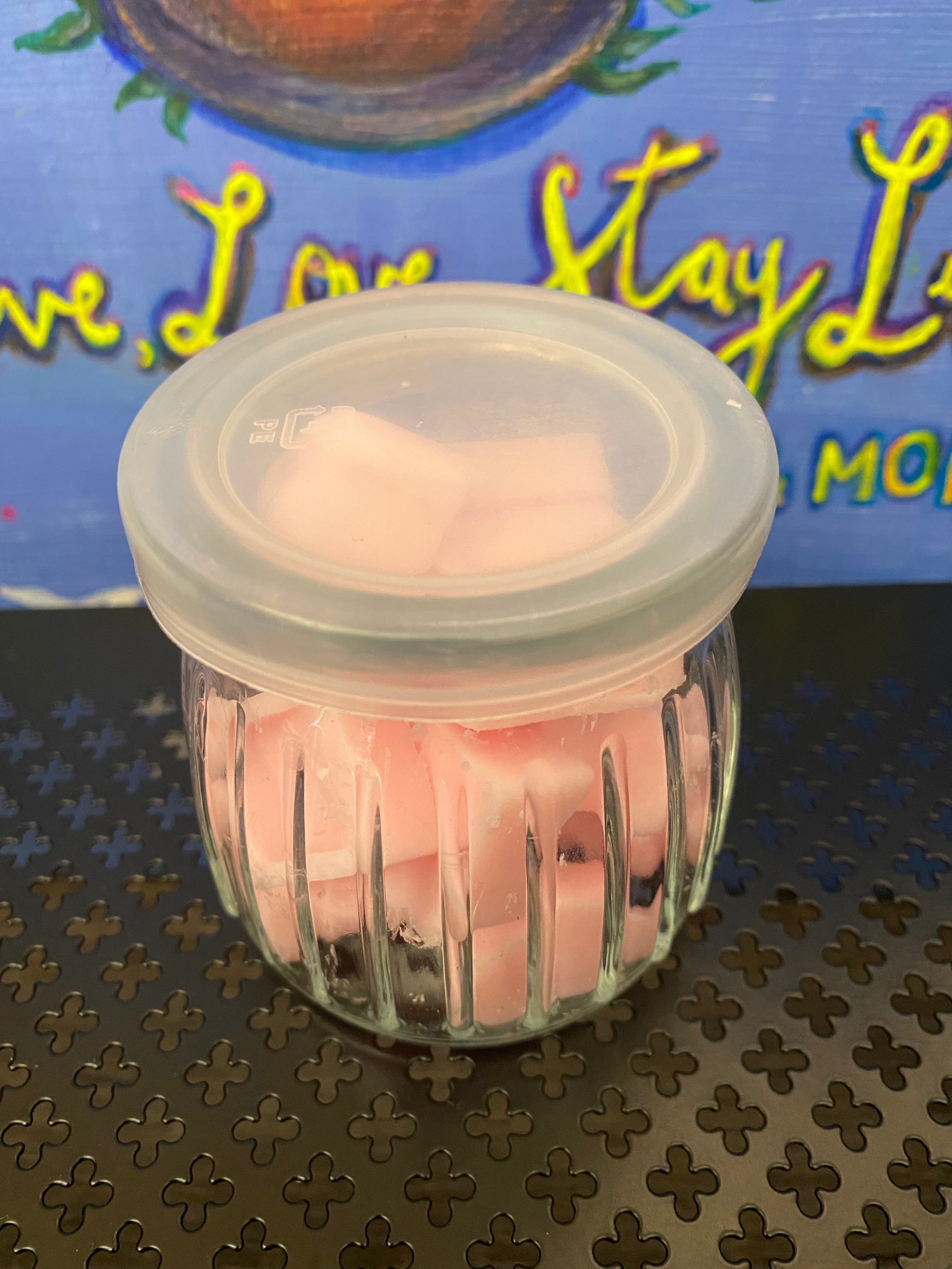 Reusable Soy Wax Melts in Glass Jar – Lavender & Pink Sugar Crystals | Long Lasting Clean Burning Wax Melts