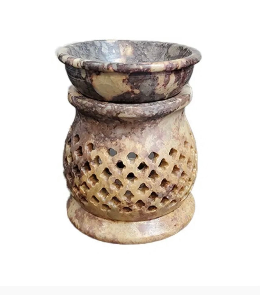 Soapstone Oil Burner – Handcrafted Essential Oil & Wax Melt Warmer | Natural Aromatherapy Diffuser, Heat-Safe, Elegant Home Fragrance Decor