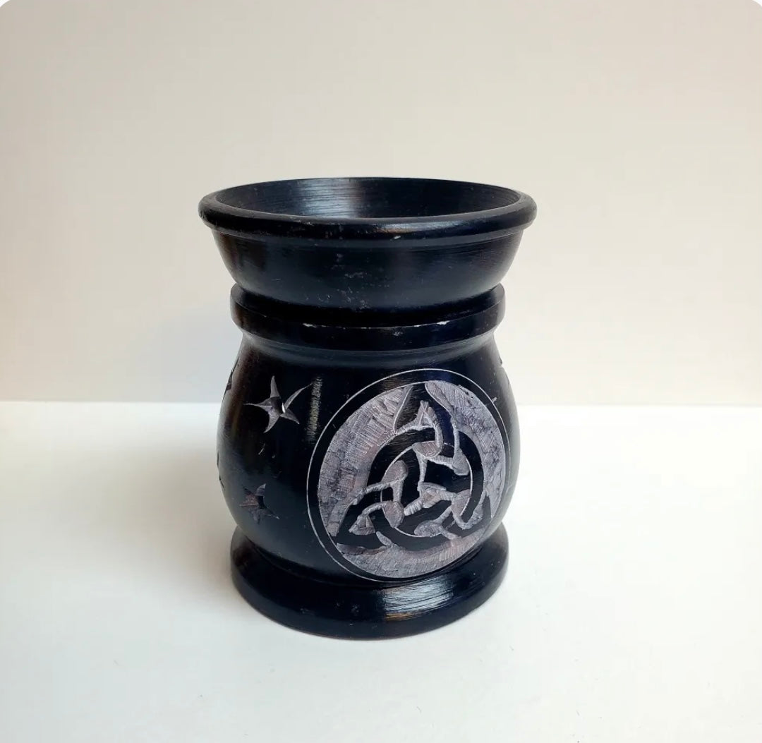 Soapstone Oil Burner – Handcrafted Essential Oil & Wax Melt Warmer | Natural Aromatherapy Diffuser, Heat-Safe, Elegant Home Fragrance Decor