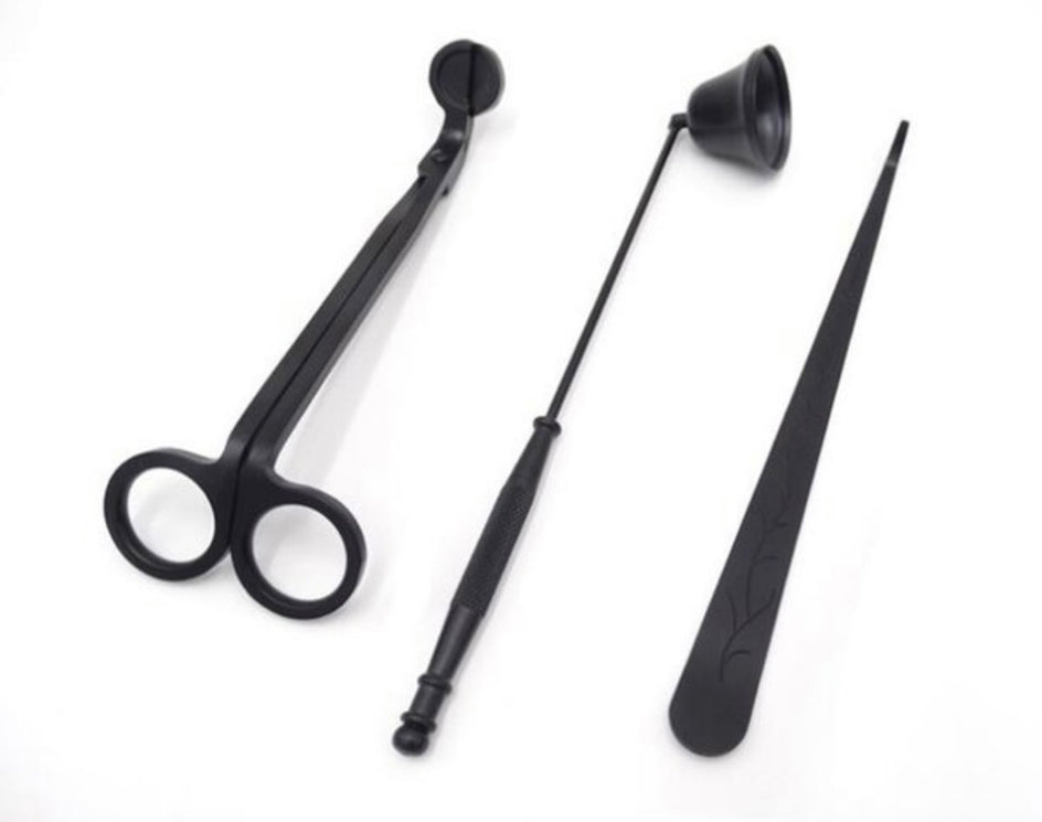 Candle Care Kit – Wick Trimmer, Snuffer & Wick Dipper Set | Luxury Candle Accessories with Velvet Storage Bag for Candle Lovers
